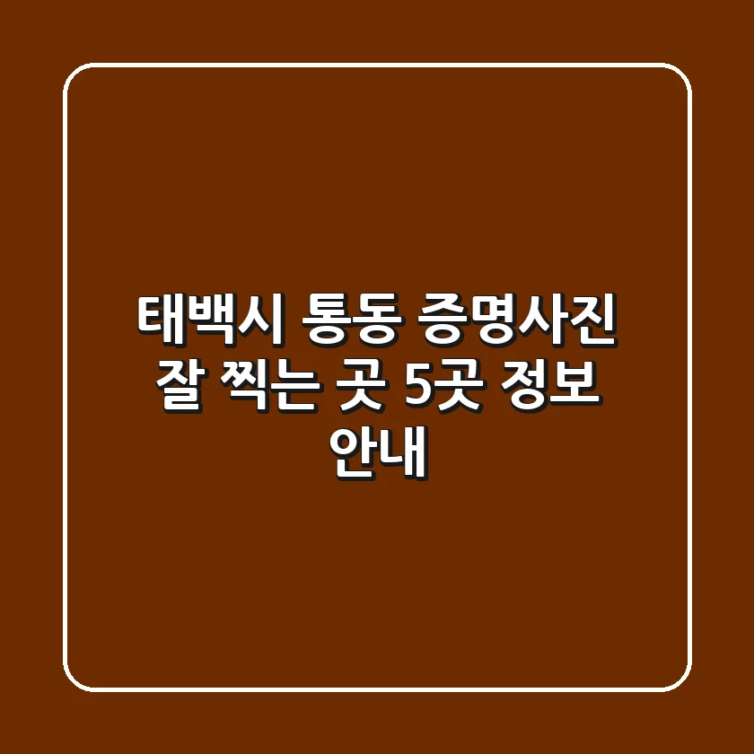 태백시 통동 증명사진 잘 찍는 곳 5곳 정보 안내